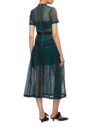 Back View - Click To Enlarge - SELF-PORTRAIT - Panelled wavy guipure lace dress