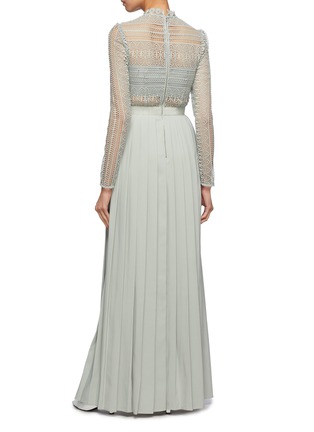 Back View - Click To Enlarge - SELF-PORTRAIT - Guipure lace panel pleated dress