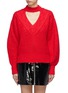 Main View - Click To Enlarge - SELF-PORTRAIT - Cutout V-neck cotton-wool mix knit sweater