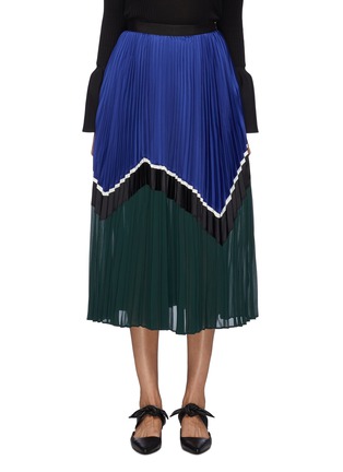 Main View - Click To Enlarge - SELF-PORTRAIT - Pleated graphic colourblock skirt