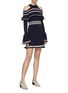 Figure View - Click To Enlarge - SELF-PORTRAIT - Frill yoke stripe rib knit cold-shoulder dress