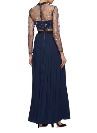 Back View - Click To Enlarge - SELF-PORTRAIT - Star embellished tulle panel pleated dress