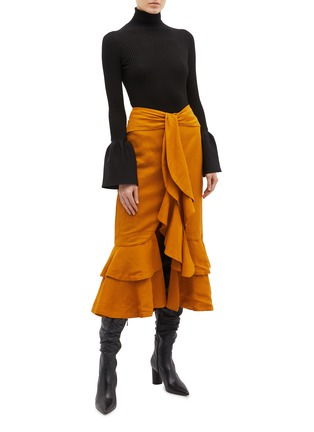Figure View - Click To Enlarge - C/MEO COLLECTIVE - 'Thousand Times' tie front ruffle hem skirt