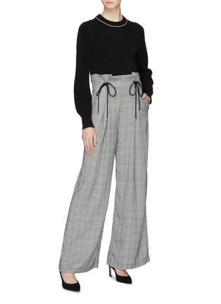 Figure View - Click To Enlarge - C/MEO COLLECTIVE - 'Hopes Up' houndstooth check plaid wide leg paperbag pants