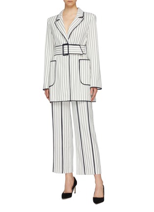 Figure View - Click To Enlarge - C/MEO COLLECTIVE - 'Effigurate' contrast pinstripe wide leg pants
