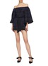 Figure View - Click To Enlarge - C/MEO COLLECTIVE - 'Incise' ric-rac stripe linen off-shoulder rompers