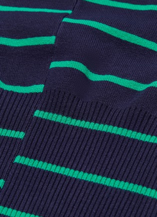  - C/MEO COLLECTIVE - 'Underline' blouson sleeve asymmetric stripe mix knit sweater