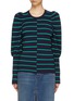 Main View - Click To Enlarge - C/MEO COLLECTIVE - 'Underline' blouson sleeve asymmetric stripe mix knit sweater