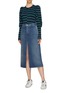 Figure View - Click To Enlarge - C/MEO COLLECTIVE - 'Underline' blouson sleeve asymmetric stripe mix knit sweater