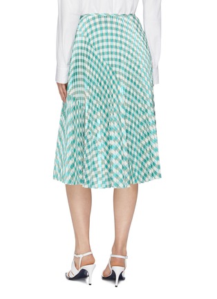 Back View - Click To Enlarge - CÉDRIC CHARLIER - Pleated gingham check panelled skirt