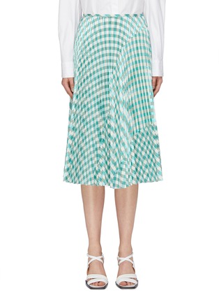 Main View - Click To Enlarge - CÉDRIC CHARLIER - Pleated gingham check panelled skirt