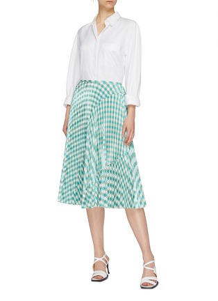 Figure View - Click To Enlarge - CÉDRIC CHARLIER - Pleated gingham check panelled skirt