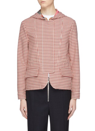 Main View - Click To Enlarge - CÉDRIC CHARLIER - Hooded check plaid jacket