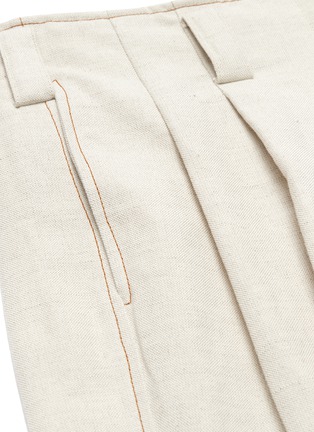  - CÉDRIC CHARLIER - Belted contrast topstitching linen-cotton culottes