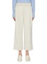 Main View - Click To Enlarge - CÉDRIC CHARLIER - Belted contrast topstitching linen-cotton culottes
