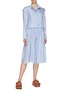 Figure View - Click To Enlarge - CÉDRIC CHARLIER - Gathered waist stripe cotton-silk shirt dress