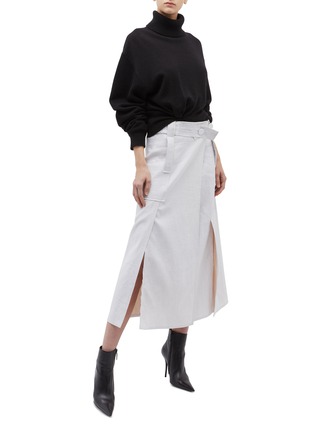 Figure View - Click To Enlarge - CHRISTOPHER ESBER - Belted panelled linen wrap skirt