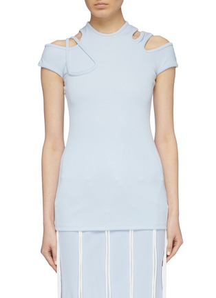Main View - Click To Enlarge - CHRISTOPHER ESBER - Strappy cutout cold shoulder rib knit top