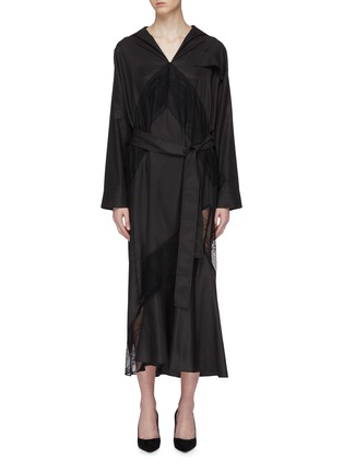 Main View - Click To Enlarge - CHRISTOPHER ESBER - Belted lace panel shirt dress