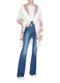 Figure View - Click To Enlarge - PHILOSOPHY DI LORENZO SERAFINI - Detachable keyring contrast topstitching flared jeans
