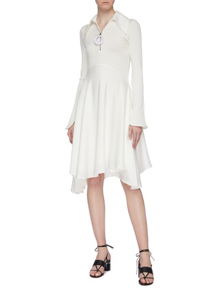 Figure View - Click To Enlarge - ELLERY - 'Triple One' half-zip knit panel drape dress