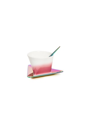 Main View - Click To Enlarge - MUTUOPIA - 'Tri-chapter' colourblock cup saucer spoon set – Spring Vibe Pink