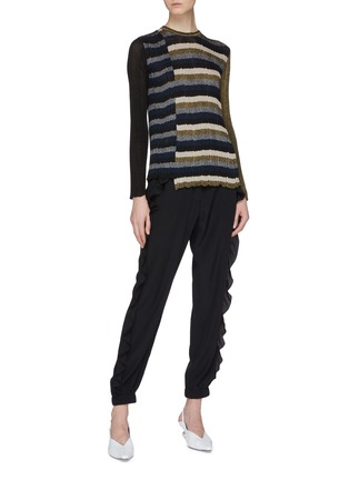 Figure View - Click To Enlarge - SONIA RYKIEL - Ruffle outseam cropped crepe pants