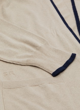  - SONIA RYKIEL - Contrast border asymmetric drape cashmere long cardigan