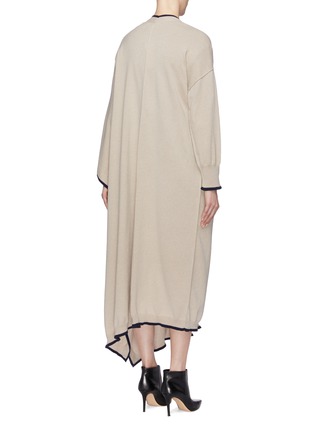Back View - Click To Enlarge - SONIA RYKIEL - Contrast border asymmetric drape cashmere long cardigan