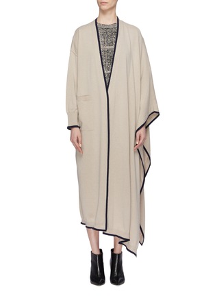 Main View - Click To Enlarge - SONIA RYKIEL - Contrast border asymmetric drape cashmere long cardigan