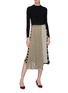 Figure View - Click To Enlarge - SONIA RYKIEL - Asymmetric stripe patchwork pleated knit skirt