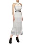 Figure View - Click To Enlarge - SONIA RYKIEL - Cross strap pleated stripe knit maxi dress