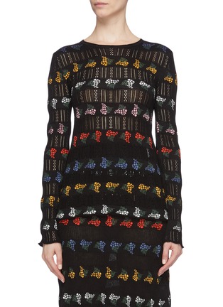 Main View - Click To Enlarge - SONIA RYKIEL - Mimosa floral jacquard open knit sweater