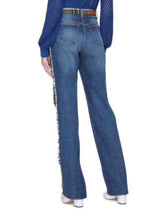 Back View - Click To Enlarge - SONIA RYKIEL - Frayed tartan plaid stripe outseam jeans