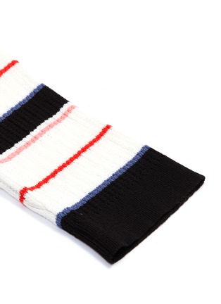  - SONIA RYKIEL - Patchwork sleeve stripe rib knit polo shirt