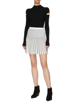Figure View - Click To Enlarge - SONIA RYKIEL - Stripe pleated knit skirt