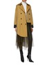 Figure View - Click To Enlarge - ENFÖLD - Belted tulle hem asymmetric trench coat