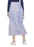 Back View - Click To Enlarge - ENFÖLD - Asymmetric shirt panel ruffle drape mix stripe skirt
