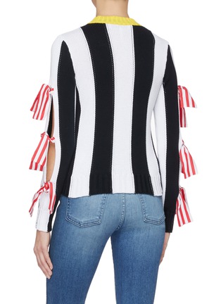 Back View - Click To Enlarge - MSGM - Bow cutout sleeve stripe sweater