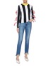 Figure View - Click To Enlarge - MSGM - Bow cutout sleeve stripe sweater