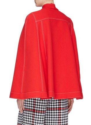 Back View - Click To Enlarge - MSGM - Contrast topstitching pussybow poncho