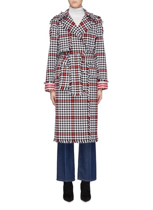 Main View - Click To Enlarge - MSGM - Fringe border houndstooth check plaid coat