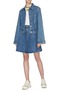 Figure View - Click To Enlarge - AALTO - Pleated flap panel flared denim shorts