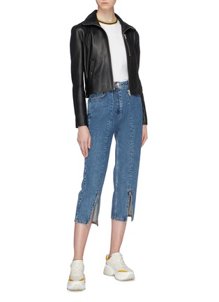 Figure View - Click To Enlarge - AALTO - Zip cuff cropped straight leg jeans