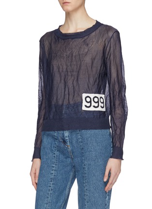 Front View - Click To Enlarge - AALTO - '999' slogan intarsia sweater