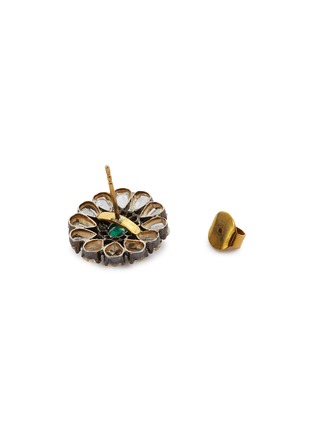 Detail View - Click To Enlarge - AISHWARYA - Diamond emerald silver gold alloy scalloped stud earrings