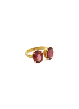 Main View - Click To Enlarge - AISHWARYA - Tourmaline silver gold alloy open ring