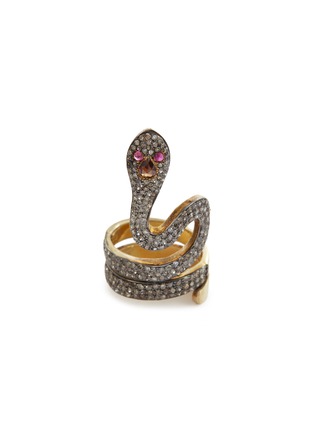 Main View - Click To Enlarge - AISHWARYA - Diamond ruby silver gold alloy snake ring