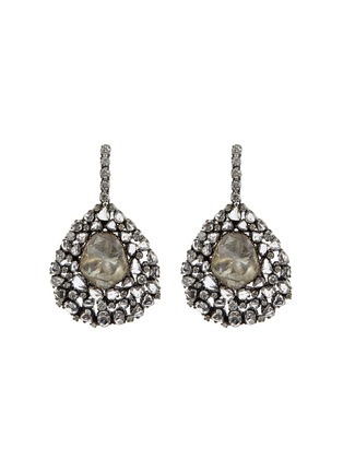 Main View - Click To Enlarge - AISHWARYA - Diamond silver gold alloy teardrop earrings