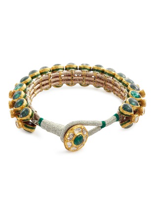  - AISHWARYA - Diamond emerald silver gold alloy bracelet